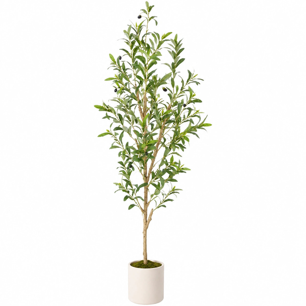 Albero d'Olivo Artificiale con Vaso in Ceramica, Altezza 150 cm, Verde