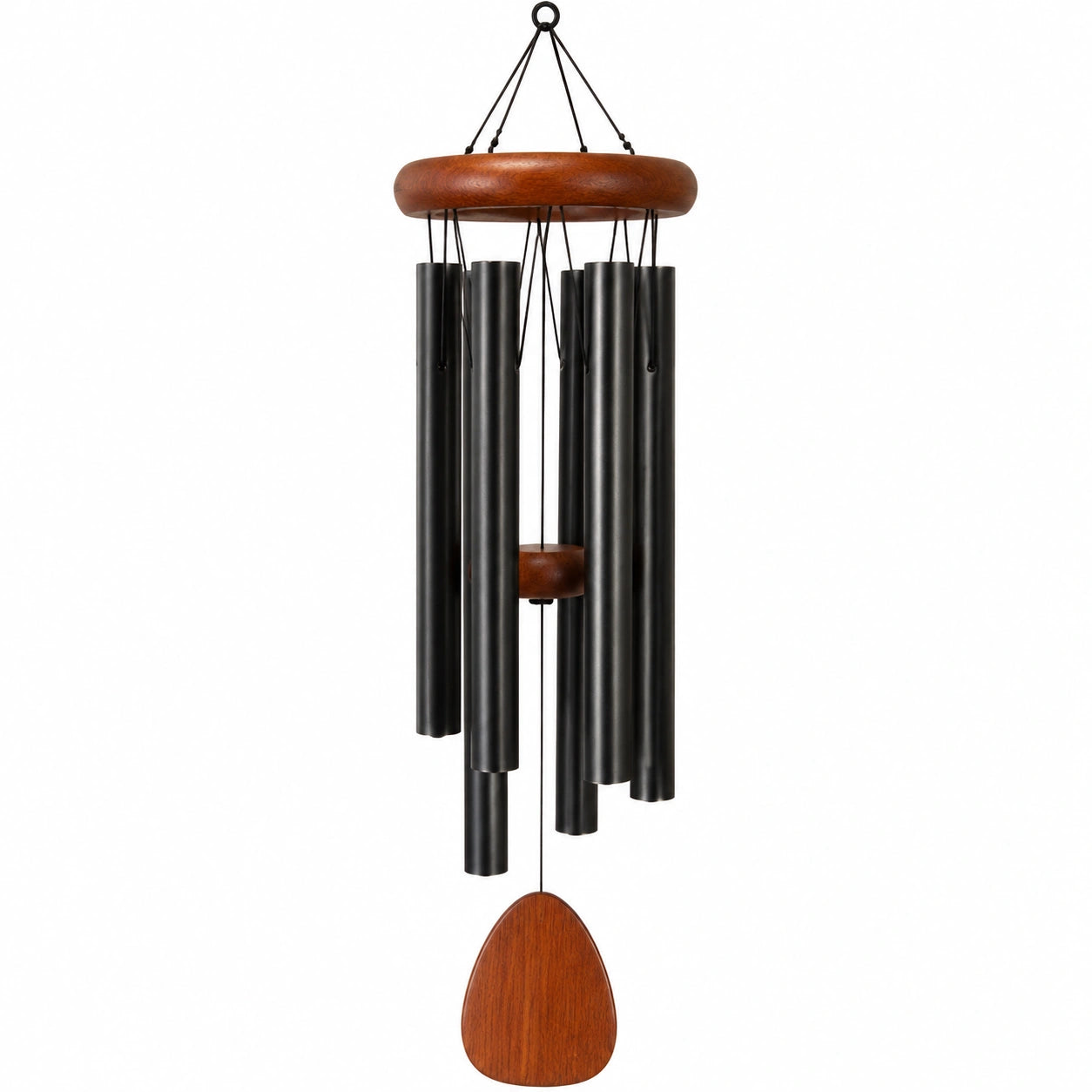 Carillon Eolico in Metallo Nero e Legno per Esterni