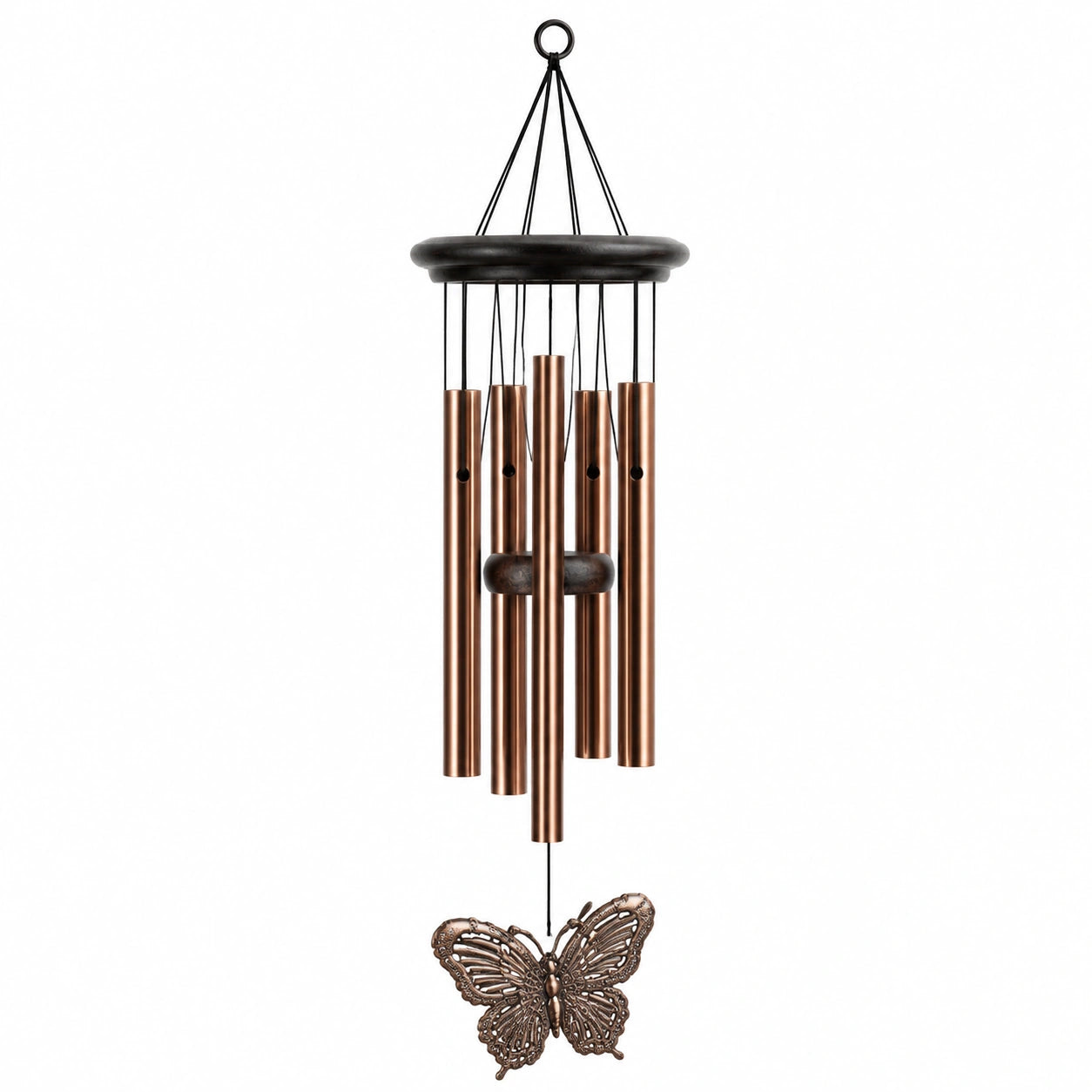 Campana a Vento con Farfalla in Rame Decorativa