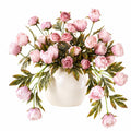 Bouquet di Peonie Artificiali Rosa in Vaso Elegante