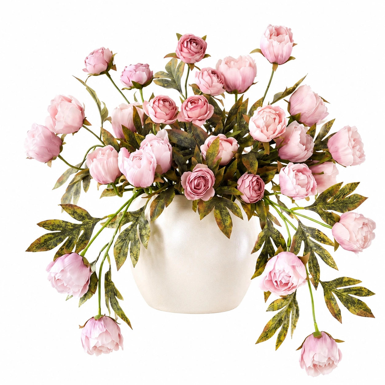 Bouquet di Peonie Artificiali Rosa in Vaso Elegante