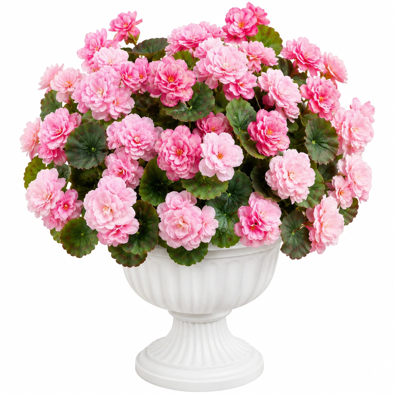 Pianta Artificiale di Begonia Rosa con Vaso Elegante