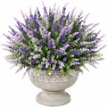 Lavanda Artificiale in Vaso Decorativo Grigio, Lavanda e Verde