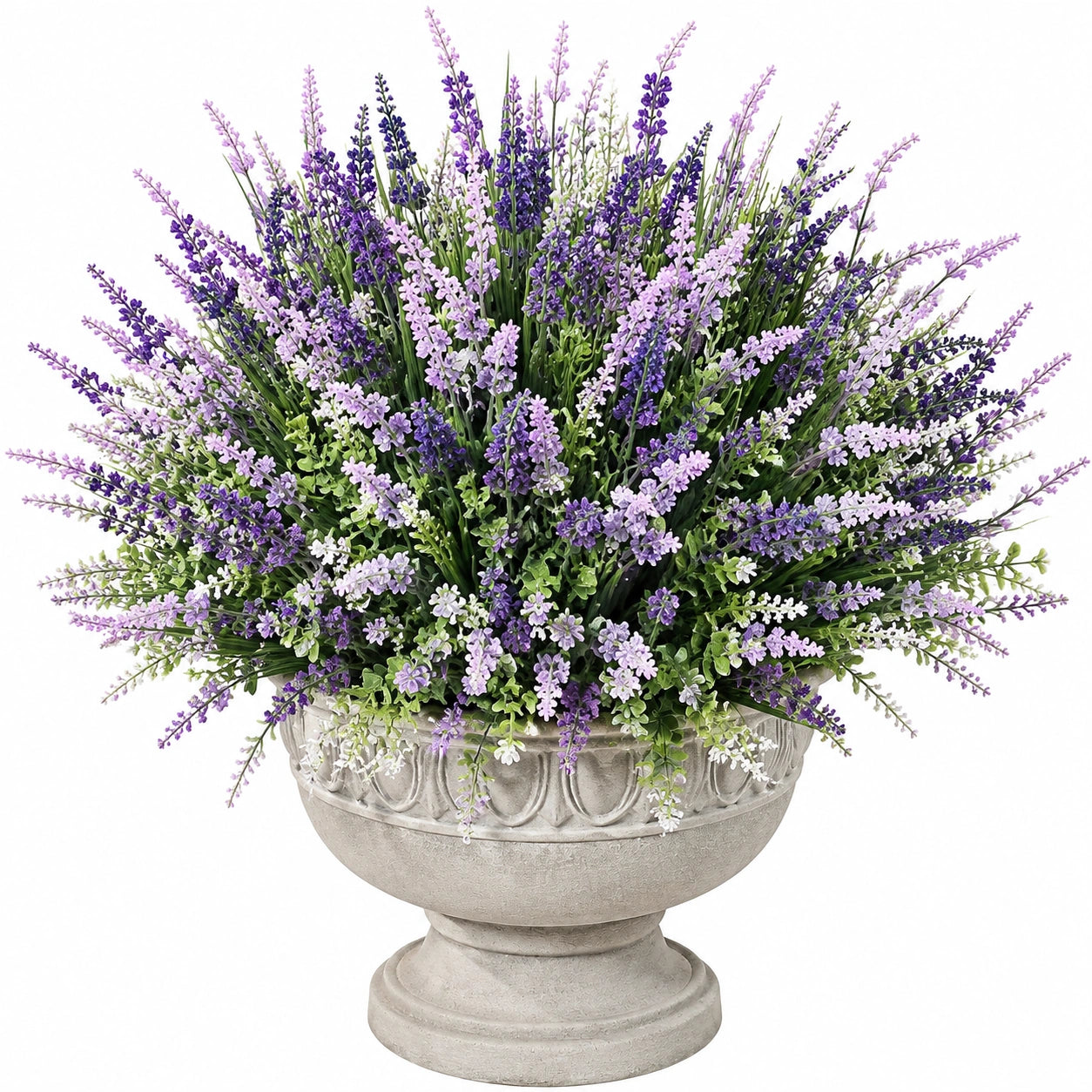 Lavanda Artificiale in Vaso Decorativo Grigio, Lavanda e Verde