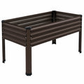 Letto Rialzato da Giardino in Metallo Marrone 120x60x75 cm