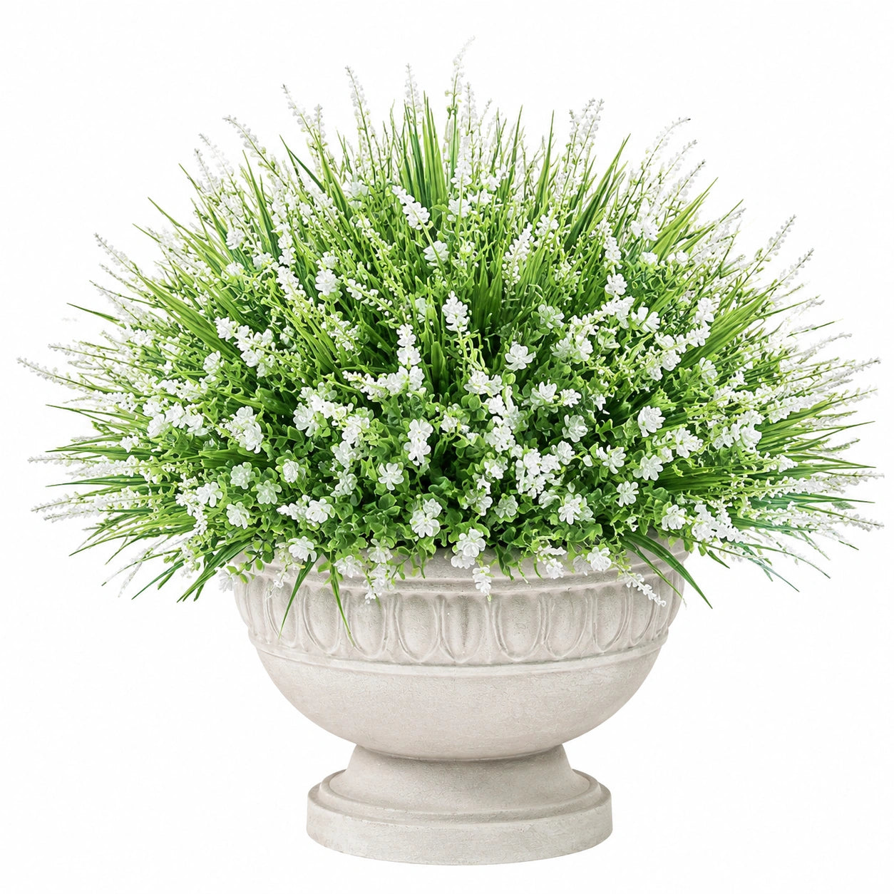 Pianta Artificiale Ornamental con Fiori Bianchi in Vaso Classico