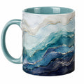Tazza in Ceramica Design Ondulato Blu e Oro