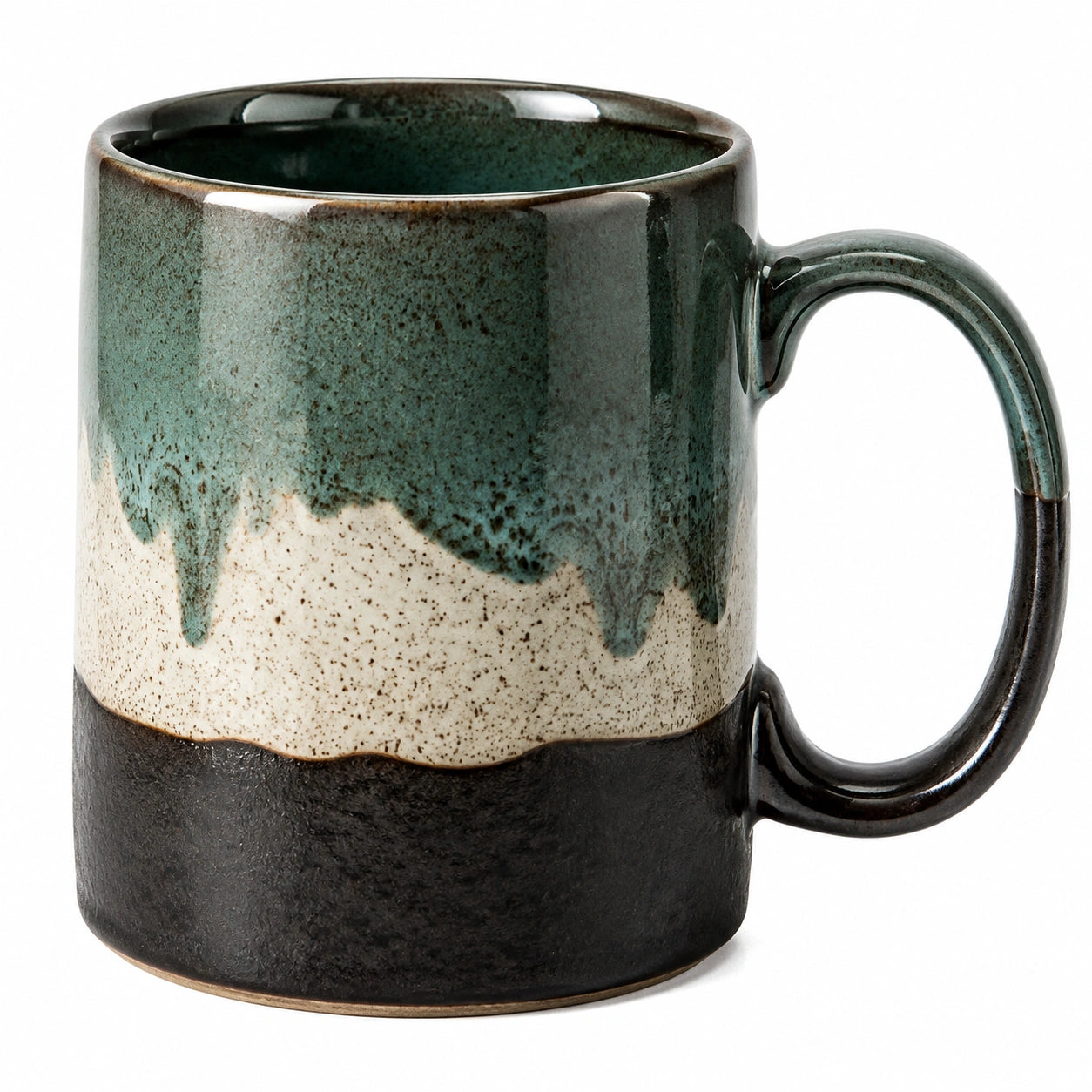 Tazza in Ceramica Verde, Nero e Bianco 350ml