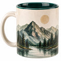 Tazza in Ceramica con Motivo di Montagna 350 ml Verde e Beige