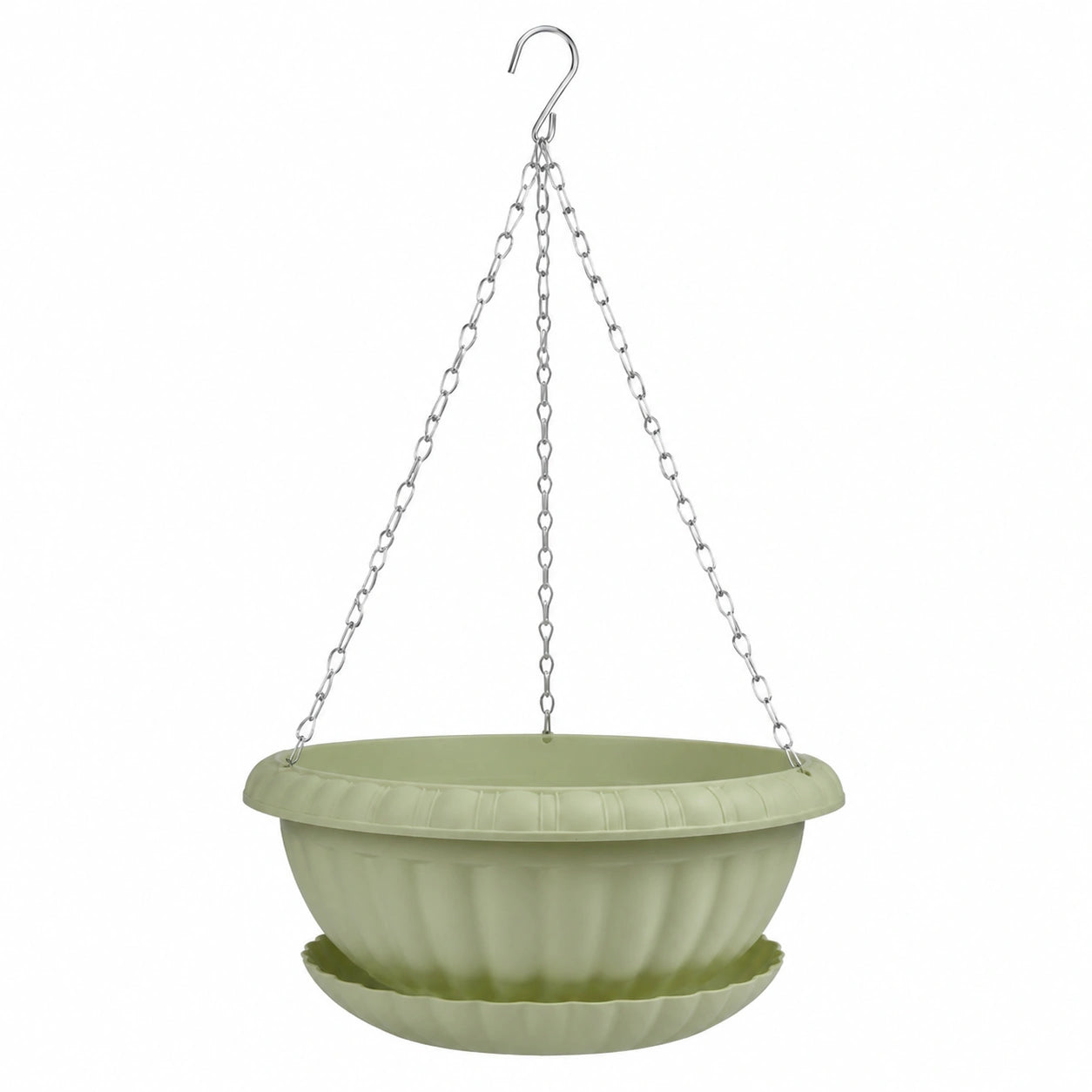 Vaso Sospeso Verde Chiaro con Catena in Metallo, 30 cm